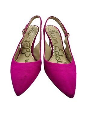 Sam Edelman Fuchsia Pink Silk Pointed Toe Slingback High Heels Pump Shoes Size 8